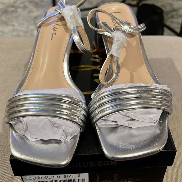 Sylvain Silver Strappy High Heel Ankle Strap Sandals/NIB/6 - Picture 5 of 9